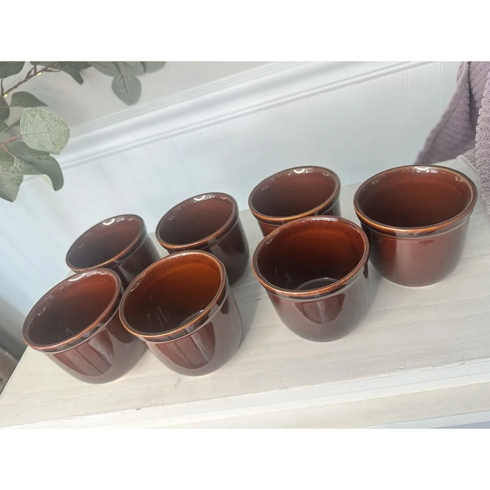 Vintage HIC Harold Import Co.‎ Set Of 7 Stoneware Custard / Ramekin Cups
